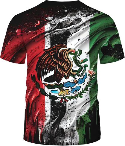 Srcnhim Mens Mexico Flag Patriotic T-Shirt Eagle Colorful Graphic Summer Short Sleeve Shirts for Men in Saudi Arabia