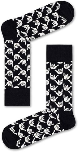 Happy Socks, Assorted Colorful Premium Cotton Sock 4 Pair Gift Box for Men and Women, Black And White Gift Box (9-11) in Saudi Arabia