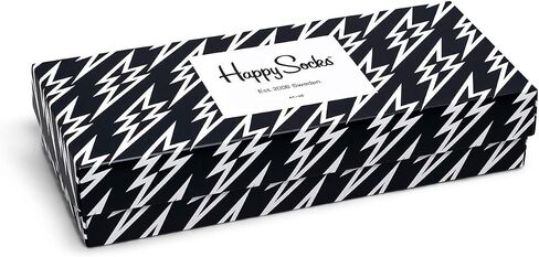 Happy Socks, Assorted Colorful Premium Cotton Sock 4 Pair Gift Box for Men and Women, Black And White Gift Box (9-11) in Saudi Arabia