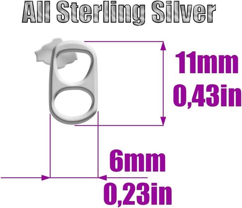 Fun Earrings for Women -Sterling Silver Solid-Unique Earrings for Women-Soda Can Tab Earrings- Sahma in Saudi Arabia