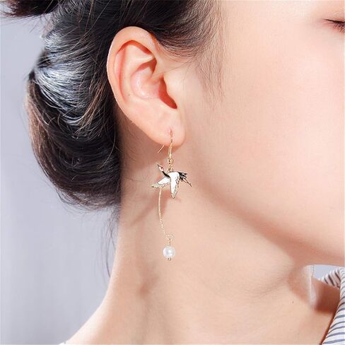 Asymmetric Fan Earrings, Sector Drop Earrings, Small Fan Dangle Earrings Cute Retro Ethnic Pretty Stud Earrings - Black in Saudi Arabia