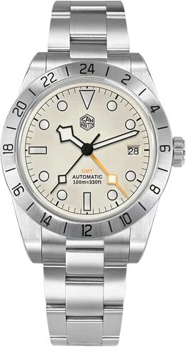 ساعات سان مارتن أوتوماتيكية بتوقيت مزدوج للرجال، NH34 Movment SN0054 ساعة يد 39 ملم من زجاج الياقوت ساعة ميكانيكية 10ATM مقاومة للماء للرجال in Kuwait