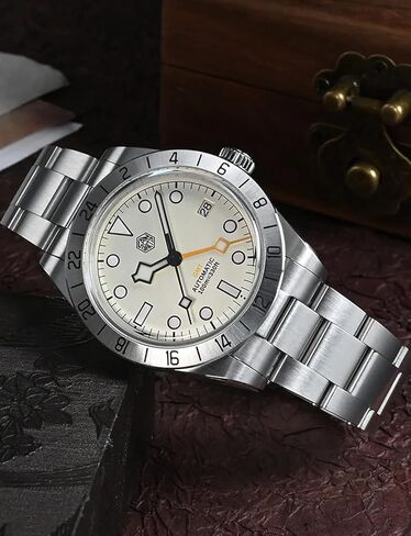 ساعات سان مارتن أوتوماتيكية بتوقيت مزدوج للرجال، NH34 Movment SN0054 ساعة يد 39 ملم من زجاج الياقوت ساعة ميكانيكية 10ATM مقاومة للماء للرجال in Kuwait