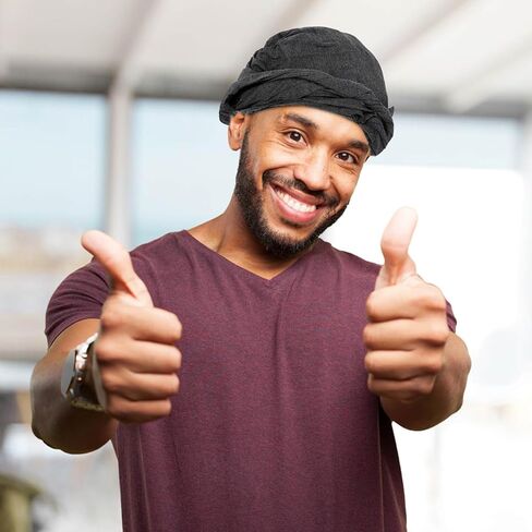 Gaprumi 3 قطع عمامة للرجال تويست أغطية الرأس نموذج مريح وربطة عنق وشاح عمامة من الساتان للرجال البالغين والمشي لمسافات طويلة والأنشطة الخارجية (أسود رمادي أحمر) in Kuwait