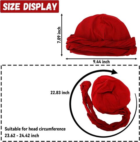 Gaprumi 3 قطع عمامة للرجال تويست أغطية الرأس نموذج مريح وربطة عنق وشاح عمامة من الساتان للرجال البالغين والمشي لمسافات طويلة والأنشطة الخارجية (أسود رمادي أحمر) in Kuwait