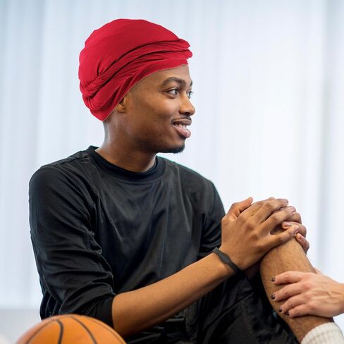 Gaprumi 3 قطع عمامة للرجال تويست أغطية الرأس نموذج مريح وربطة عنق وشاح عمامة من الساتان للرجال البالغين والمشي لمسافات طويلة والأنشطة الخارجية (أسود رمادي أحمر) in Kuwait