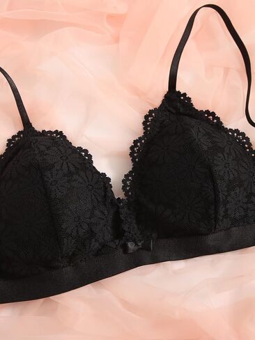 Floerns Women's 3 Pack Lingerie Set Contrast Lace Matching Bra And Panty Set in Saudi Arabia