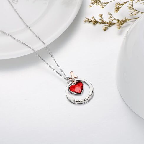 AOBOCO قلادة بدرجتين من الفضة الإسترليني والذهب الوردي أو الذهب الإيمان الأمل على شكل صليب مع كريستال نمساوي in Kuwait