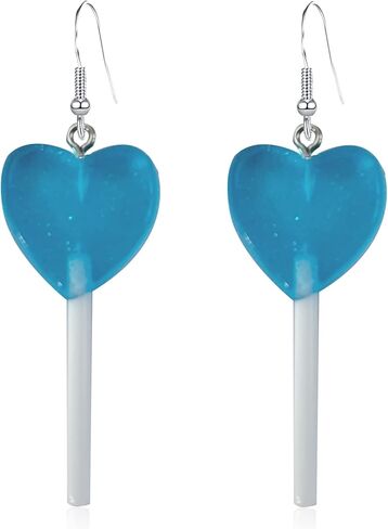 Transparent Heart Shape Lollipop Earrings Cute Candy Dangle Earrings for Women and Girls Resin Heart Earrings 80s 90s Earrings Valentines Day Gift Statement in Kuwait