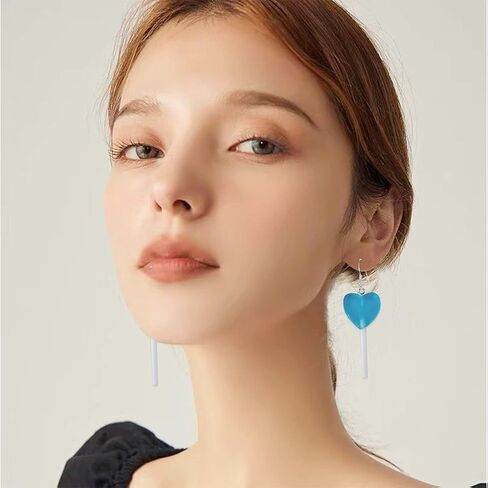 Transparent Heart Shape Lollipop Earrings Cute Candy Dangle Earrings for Women and Girls Resin Heart Earrings 80s 90s Earrings Valentines Day Gift Statement in Kuwait