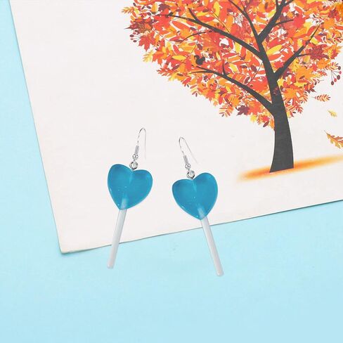Transparent Heart Shape Lollipop Earrings Cute Candy Dangle Earrings for Women and Girls Resin Heart Earrings 80s 90s Earrings Valentines Day Gift Statement in Kuwait