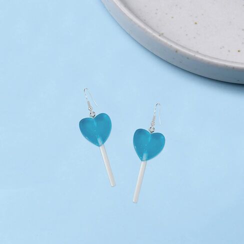 Transparent Heart Shape Lollipop Earrings Cute Candy Dangle Earrings for Women and Girls Resin Heart Earrings 80s 90s Earrings Valentines Day Gift Statement in Kuwait