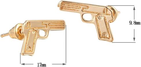 2 قطعة/المجموعة الذهب والأبيض مسدس بندقية سحر ترصيع النساء الفتيات 18 كيلو الذهب والفضة مطلي مسدس مطلق النار بندقية وأقراط in Kuwait