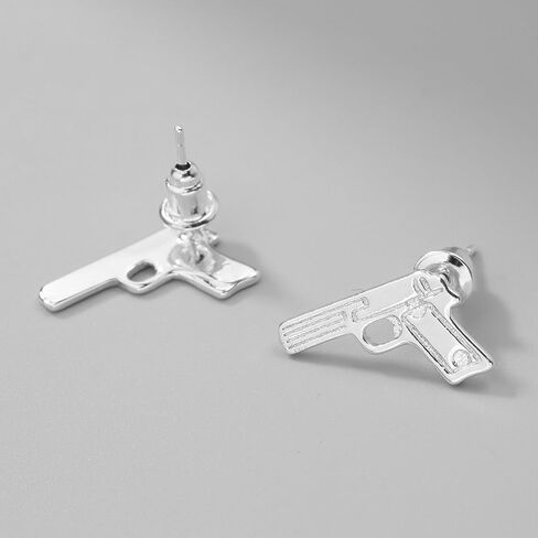 2 قطعة/المجموعة الذهب والأبيض مسدس بندقية سحر ترصيع النساء الفتيات 18 كيلو الذهب والفضة مطلي مسدس مطلق النار بندقية وأقراط in Kuwait