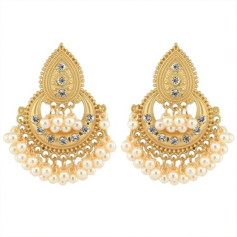 أقراط الثريا الهندية التقليدية المتدلية للنساء والفتيات Jhumka Jhumki الأذن بيان ترصيع القرط المكسيك شرابة تقليد اللؤلؤ تشيكوسلوفاكيا المتدلية خفيفة الوزن البوهيمي بوليوود خمر هدايا مجوهرات الزفاف in Kuwait