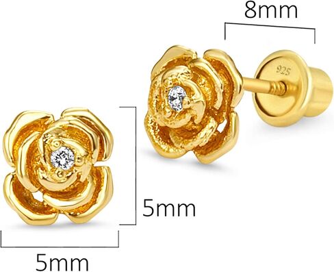 اقراط من النحاس المطلي بالذهب عيار 14 قيراط ومرصعة بالزركونيا المكعبة الوردية مع عمود من الفضة الاسترلينية، نحاس زركونيا مكعب من الذهب الاصفر، زركونيا مكعب, نحاس أصفر, مكعب زركونيا in Kuwait