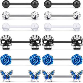 Kadogohno Nipple Rings for Women Nipple Piercing Jewelry 14G Nipple Rings Surgical Steel Screw Nipplerings Nipple Shield Ring Barbell Body Piercing Jewelry Set 9/16 Inch 14mm