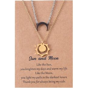 Sun and Moon Necklace for Couples Matching Moon Crescent Sun Stainless Steel Necklace Best Friends BFF Necklace for 2 Teen Girls Jewelry Gift in Kuwait