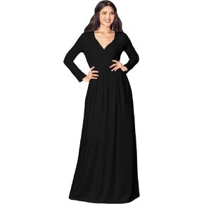 KOH KOH Womens Long Sleeve Empire Cocktail Elegant Evening Versatile Maxi Dress