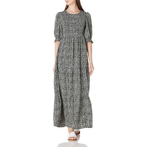 Womens Summer Casual Half Sleeve Bohemian Floral Tiered Maxi Dress
