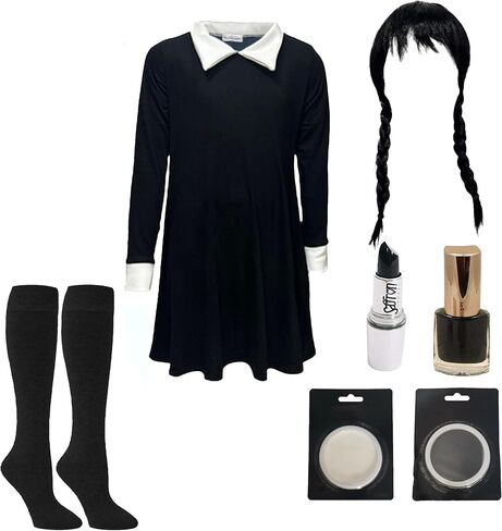 The Fancy Dress® Kids Scary Gothic School Girl Costume - Girls Spooky Family Hallloween Cosplay Party Fancy Dress Outfit in Saudi Arabia