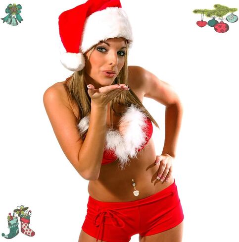 NASAMA 8 Pcs Christmas Dangle Belly Button Rings Navel for Women Curved Barbell Piercing 14G CZ Christmas Themed Piercing Set in Kuwait