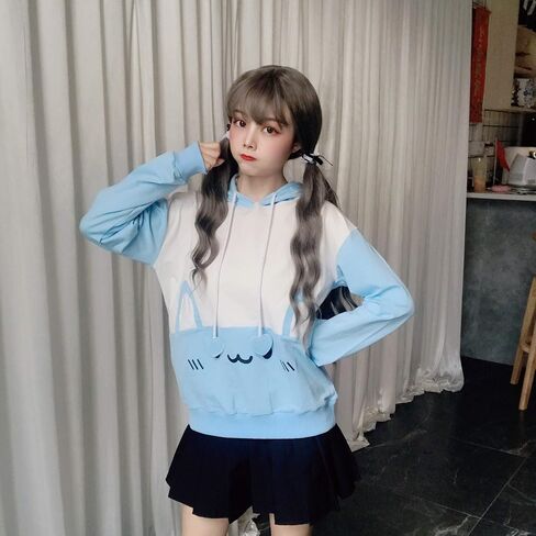Packitcute Bunny Hoodie Kawaii Print Loose Casual Pullover Hoodie Tops in Kuwait