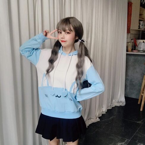 Packitcute Bunny Hoodie Kawaii Print Loose Casual Pullover Hoodie Tops in Kuwait
