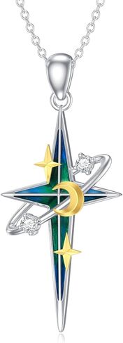 بلاتيكو قلادة نجمة زرقاء من الفضة الاسترليني عيار 925 مطلية بالمينا بتصميم نجمة الشمال للنساء والفتيات هدايا عيد الميلاد والكريسماس in Kuwait
