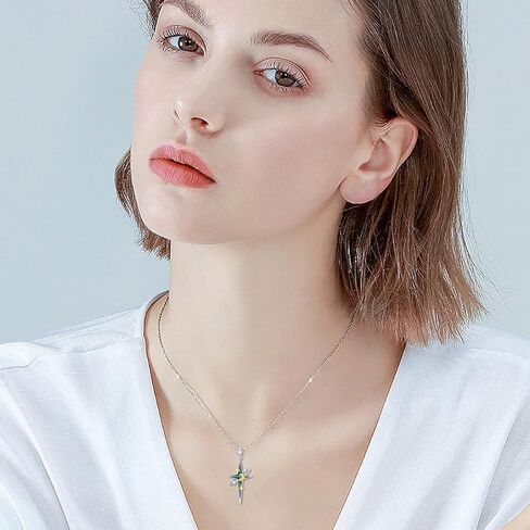 بلاتيكو قلادة نجمة زرقاء من الفضة الاسترليني عيار 925 مطلية بالمينا بتصميم نجمة الشمال للنساء والفتيات هدايا عيد الميلاد والكريسماس in Kuwait