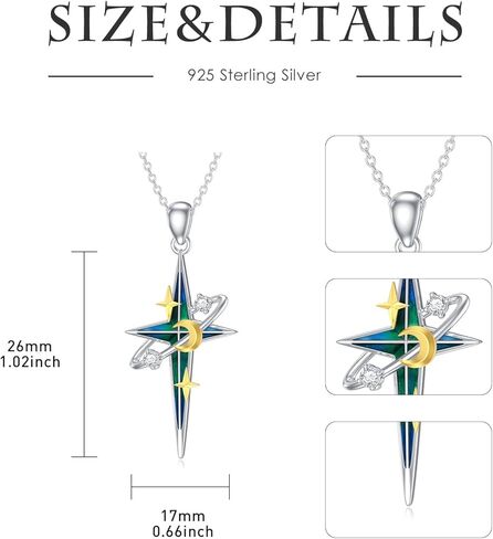 بلاتيكو قلادة نجمة زرقاء من الفضة الاسترليني عيار 925 مطلية بالمينا بتصميم نجمة الشمال للنساء والفتيات هدايا عيد الميلاد والكريسماس in Kuwait