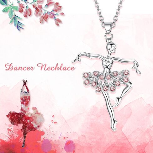 Jstyle Ballerina Ballet Necklace for Women Girls, Cubic Zirconia Ballet Slippers Shoes Necklace Rainbow Ballet Dancer Pendant Jewelry for Sister Mom Best Friends, Ballerina Dance Recital Gifts for Women in Saudi Arabia