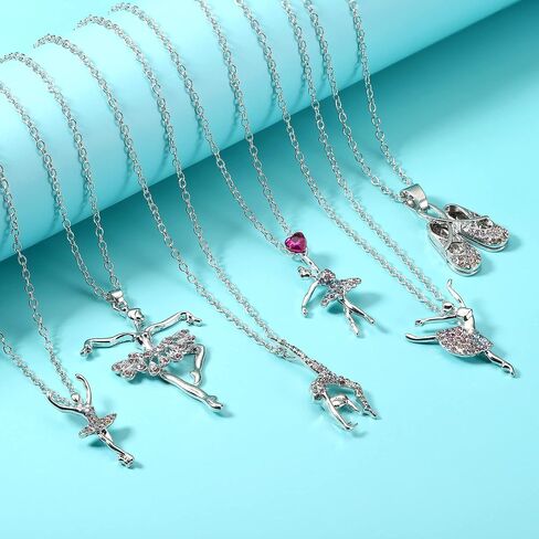 Jstyle Ballerina Ballet Necklace for Women Girls, Cubic Zirconia Ballet Slippers Shoes Necklace Rainbow Ballet Dancer Pendant Jewelry for Sister Mom Best Friends, Ballerina Dance Recital Gifts for Women in Saudi Arabia