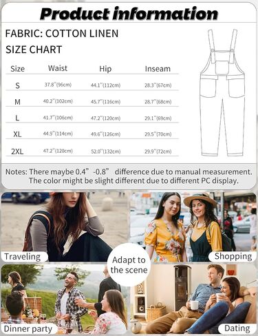 Gihuo Women's Fashion Baggy Cotton Linen Overalls Casual Jumpsuit in Saudi Arabia