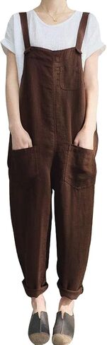 Gihuo Women's Fashion Baggy Cotton Linen Overalls Casual Jumpsuit in Saudi Arabia