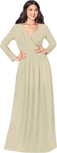 KOH KOH Womens Long Sleeve Empire Cocktail Elegant Evening Versatile Maxi Dress in Saudi Arabia