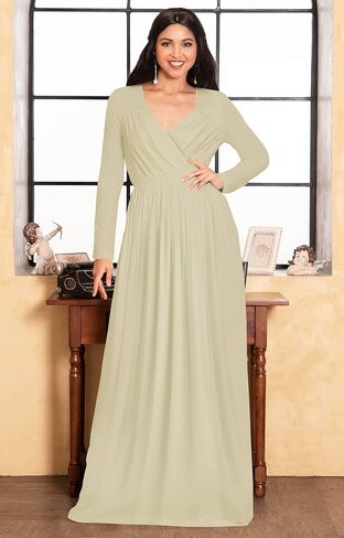KOH KOH Womens Long Sleeve Empire Cocktail Elegant Evening Versatile Maxi Dress in Saudi Arabia