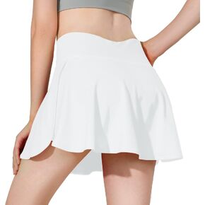 MCEDAR Pleated Crossover Tennis Skirt for Women with Pockets V High Waisted Crossbody Flowy Skirt Athletic Golf Skort