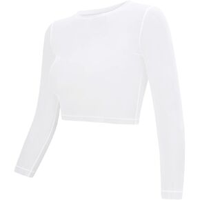 Dance Elite Long Sleeved Mesh Crop Top for Dance - Warmup Dance Tops for Women