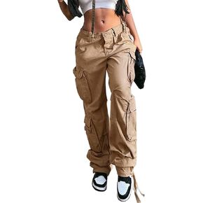 NCXFTP السراويل البضائع عالية الخصر النساء السراويل البضائع الفضفاضة للنساء عداء ببطء مستقيم واسعة الساق المظلة السراويل Y2K السراويل in Kuwait