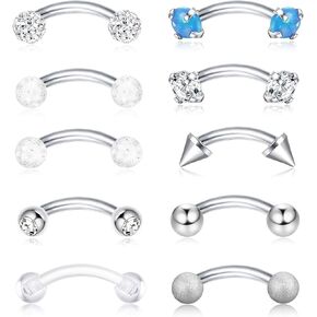 ORAZIO 16G Eyebrow Lip Belly Button Rings Rook Earrings Daith Helix Piercings Barbell Body Jewelry