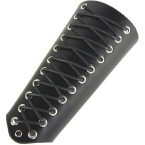 HZMAN 2 Pack Unisex Faux Back Leather Gauntlet Wristband Wide Bracer Arm Armor Cuff
