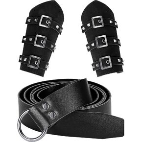 3 Pieces Faux Leather Arm Guards Medieval Knight Ring Belt Adults Gauntlet Wristband for Halloween Cosplay Party in Saudi Arabia