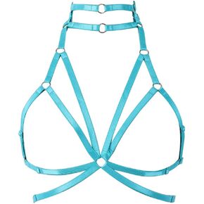 Body Harness for Women Bra Goth Stretchy Fabric Halloween Plus Size Punk Chest Strap Belt Festival Rave Lingerie cage
