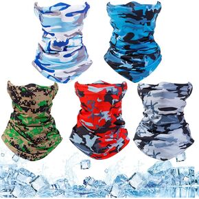 5 Pack Neck Gaiter Face Neck Mask, Breathable Gaiter Mask Washable Reusable Face Scarf Cover Protect from Dust Sun for Fishing Cycling Running Hiking, Camouflage Bandana Headband in Kuwait