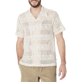 GUESS Men's Short Sleeve Geo Crochet Knit Shirt in Saudi Arabia