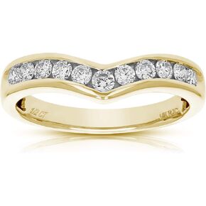 VIR JEWELS 1/2 cttw Diamond Wedding Band for Women, V Shape Round Diamond Wedding Band in 14K Yellow Gold Channel Set, Size 4.5-10 in Saudi Arabia