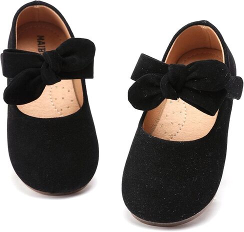 Aellons Baby Girl Bowknot Shoes Mary Jane Walkers Non-Slip Princess Wedding Dress Flats in Saudi Arabia