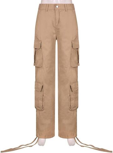 NCXFTP السراويل البضائع عالية الخصر النساء السراويل البضائع الفضفاضة للنساء عداء ببطء مستقيم واسعة الساق المظلة السراويل Y2K السراويل in Kuwait