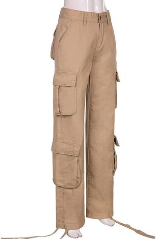 NCXFTP السراويل البضائع عالية الخصر النساء السراويل البضائع الفضفاضة للنساء عداء ببطء مستقيم واسعة الساق المظلة السراويل Y2K السراويل in Kuwait